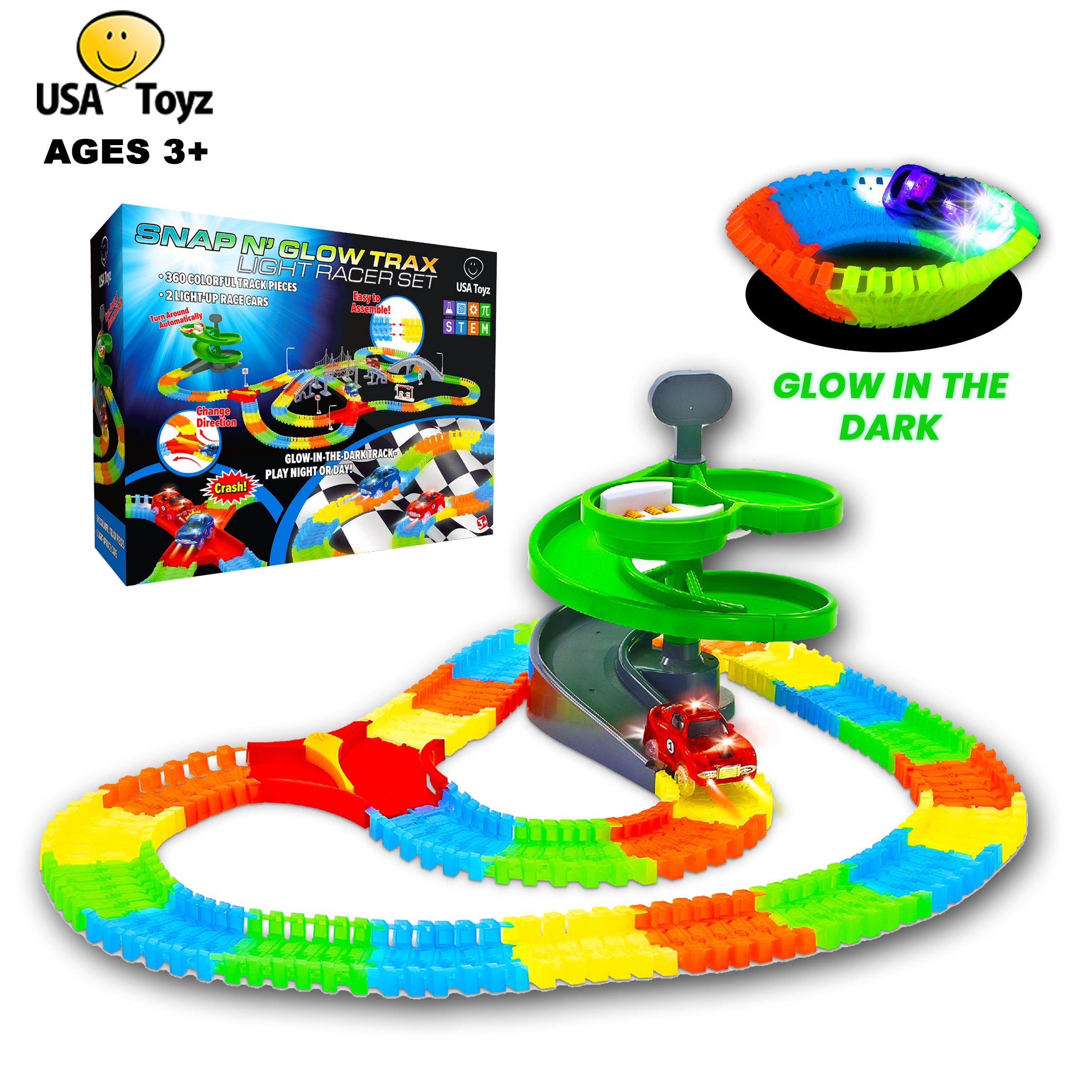 USA Toyz 360pk Large Glow in the Dark Track Set Compatible (Unisex)