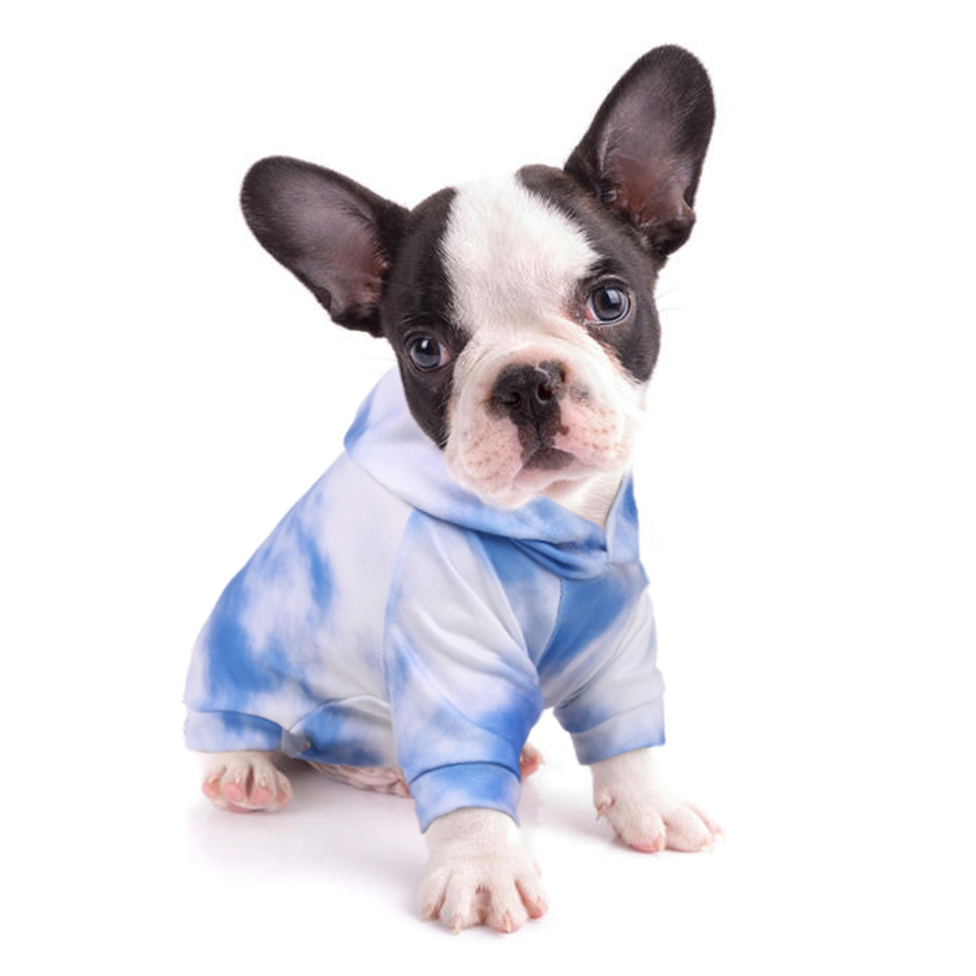 PUMYPOREITY Pet Clothes Sweaters with Hat， Polyester Doggie Breathable Clothes， Pet Sweatshirt Pullover， Puppy Clothes for Small Medium Dogs Girl Boy， Fashion Blue Sky and White Clouds Pattern