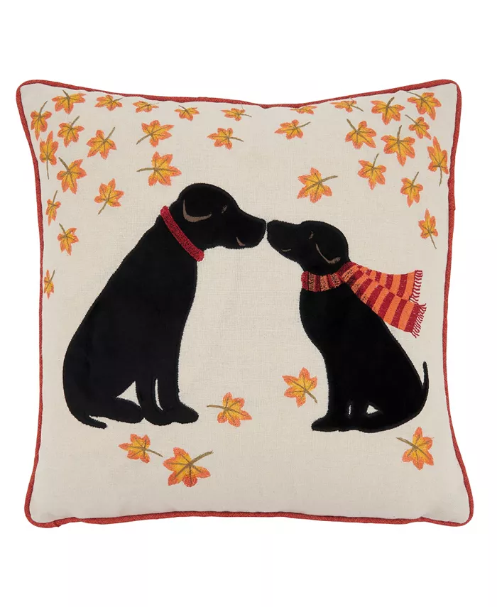 Saro Lifestyle Black Lab Puppy Love Decorative Pillow， 16