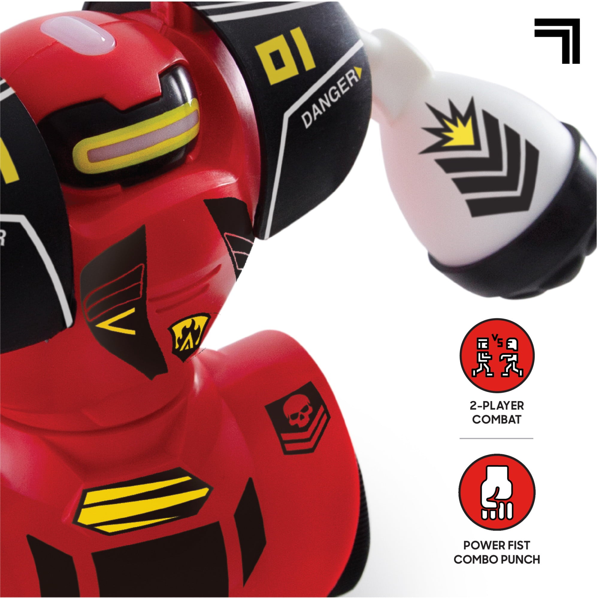 Sharper Image® Remote Control Robot Combat Set， Multiplayer RC Toy for Kids， Robo Duel Game with Infrared Controllers， Challenge a Friend， Great Gift for Boys or Girls， Red and White