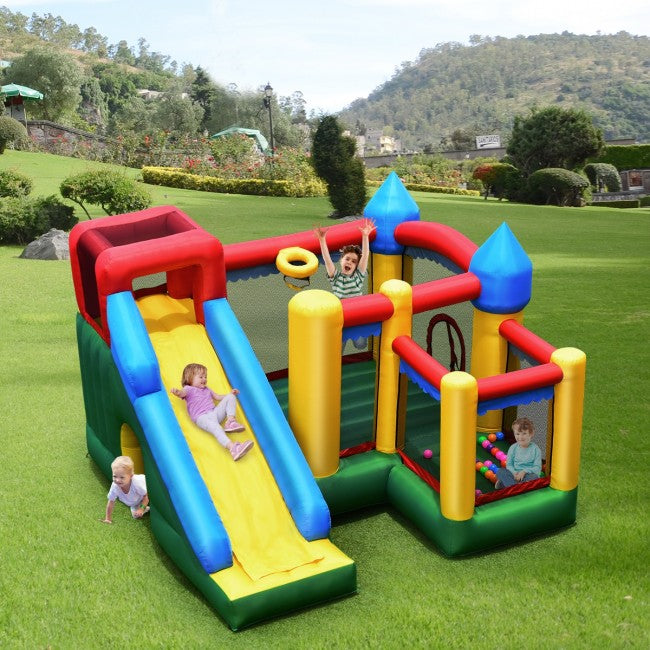 Mighty Inflatable Bounce House Castle Jumper Moonwalk Bouncer w/735W Blower 120'' x 120'' x 84''
