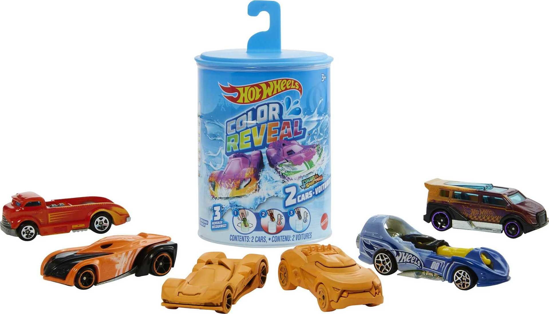 Hot Wheels Color Reveal， Set of 2 Vehicles with Surprise Reveal and Color-Change Feature