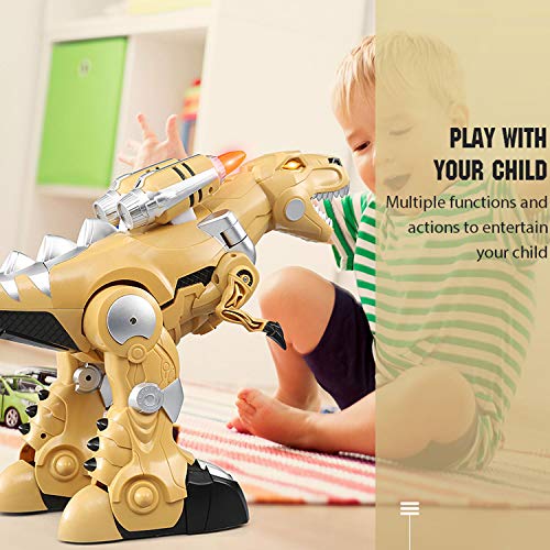 Yarmoshi RC Dinosaur Robot with Remote Control and USB Charger for Boys and Girls Age 5+