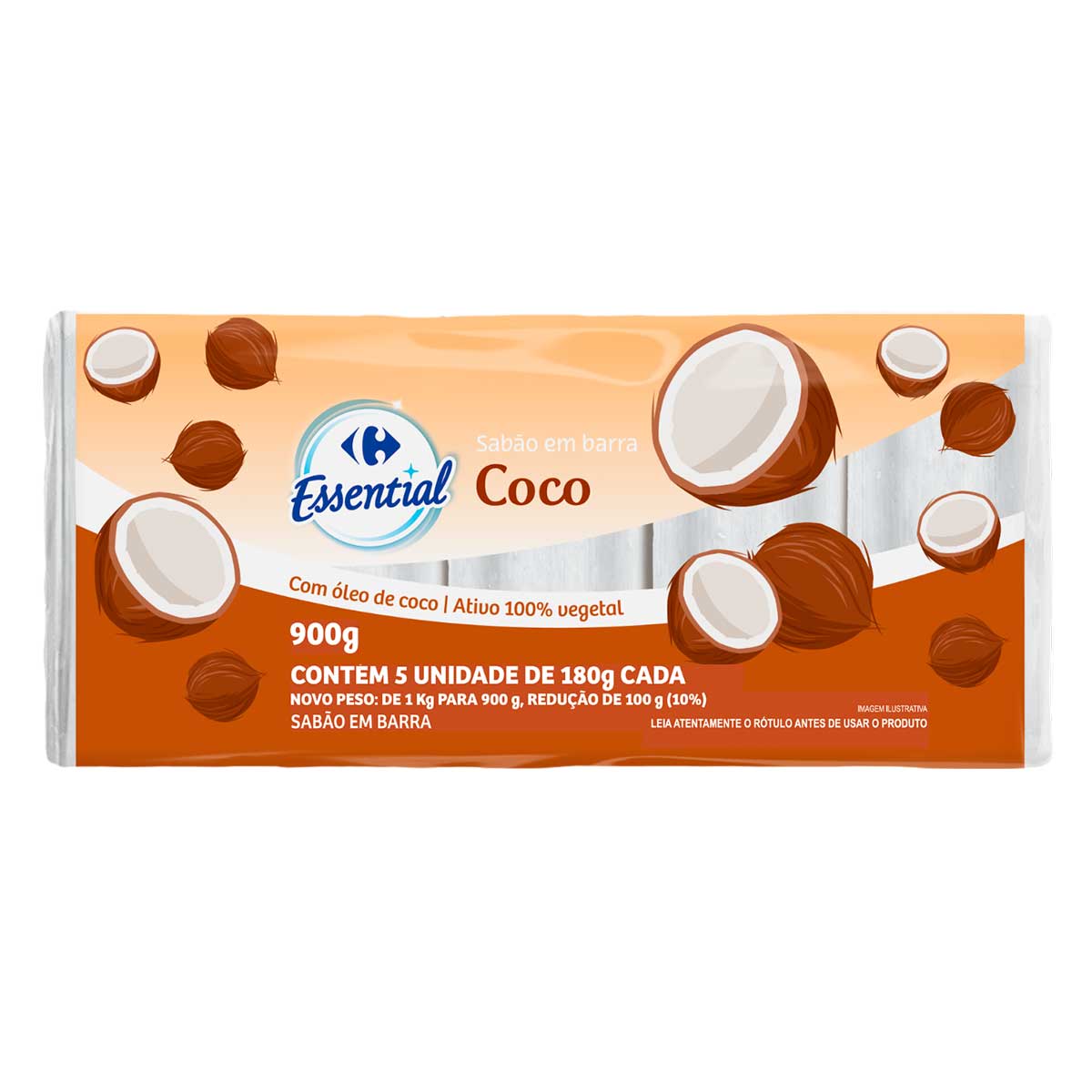 Sabao em Barra Carrefour Essential Coco 180g 5 Unidades