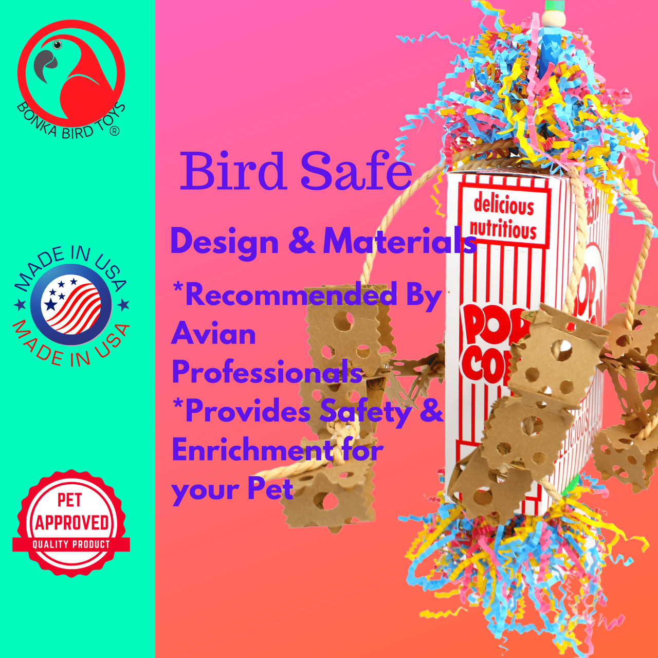 Bonka Bird Toys 2318 Popcorn Explosion Medium Large Bird Toy