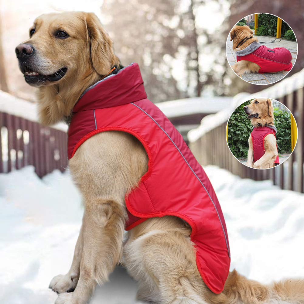 [Upgrade] Dog Winter Coat Thickened Dog Clothes Cozy Reflective Waterproof Dog Winter Jacket Warm Dog Apparel for Cold Weather British Style Fleece Vest Dog Sweater for Medium Large Dogs