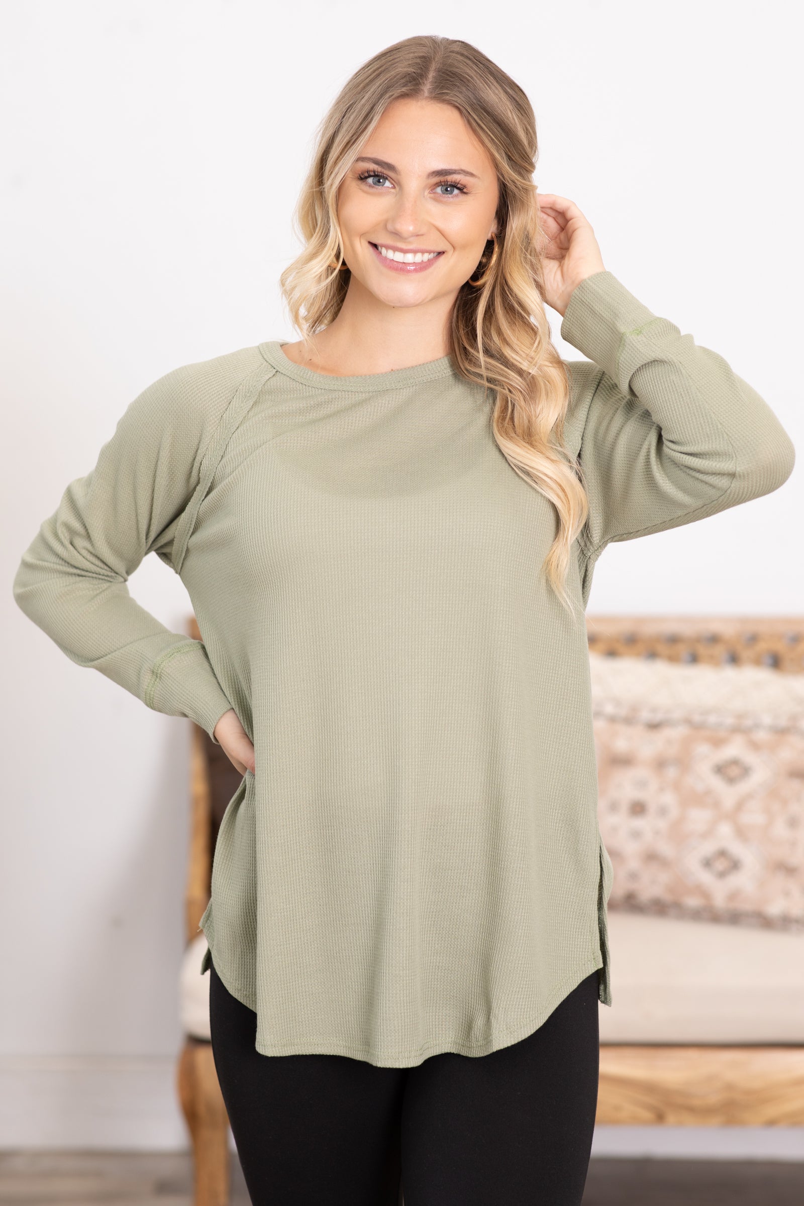 Baby Waffle Long Sleeve Knit Top