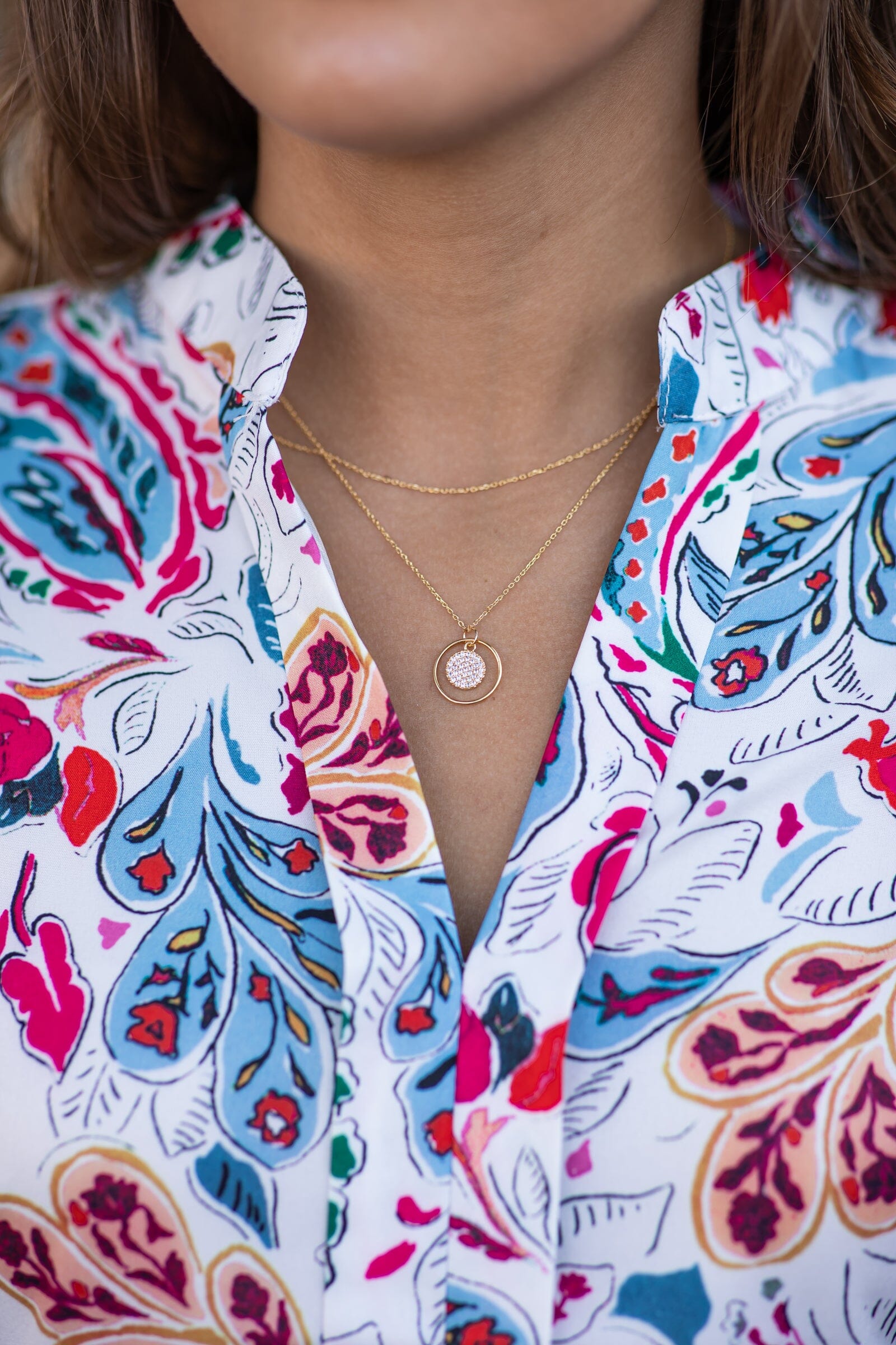 Gold Double Layer Necklace With Pendant