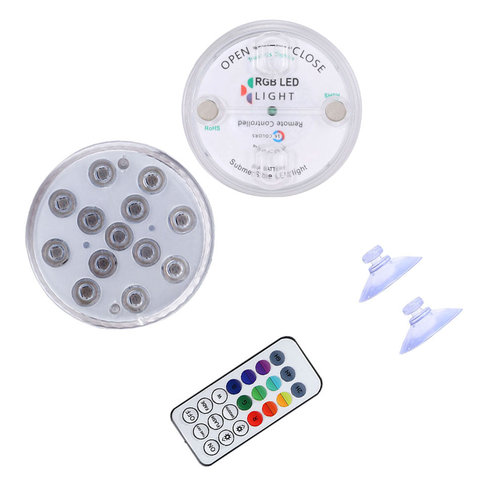 Best Choice RGB LED Aquarium Light Fishtank Underwater Decorating Lamp Submersible Swimming Pool Remote Control Light， 1pc， 8.5cm