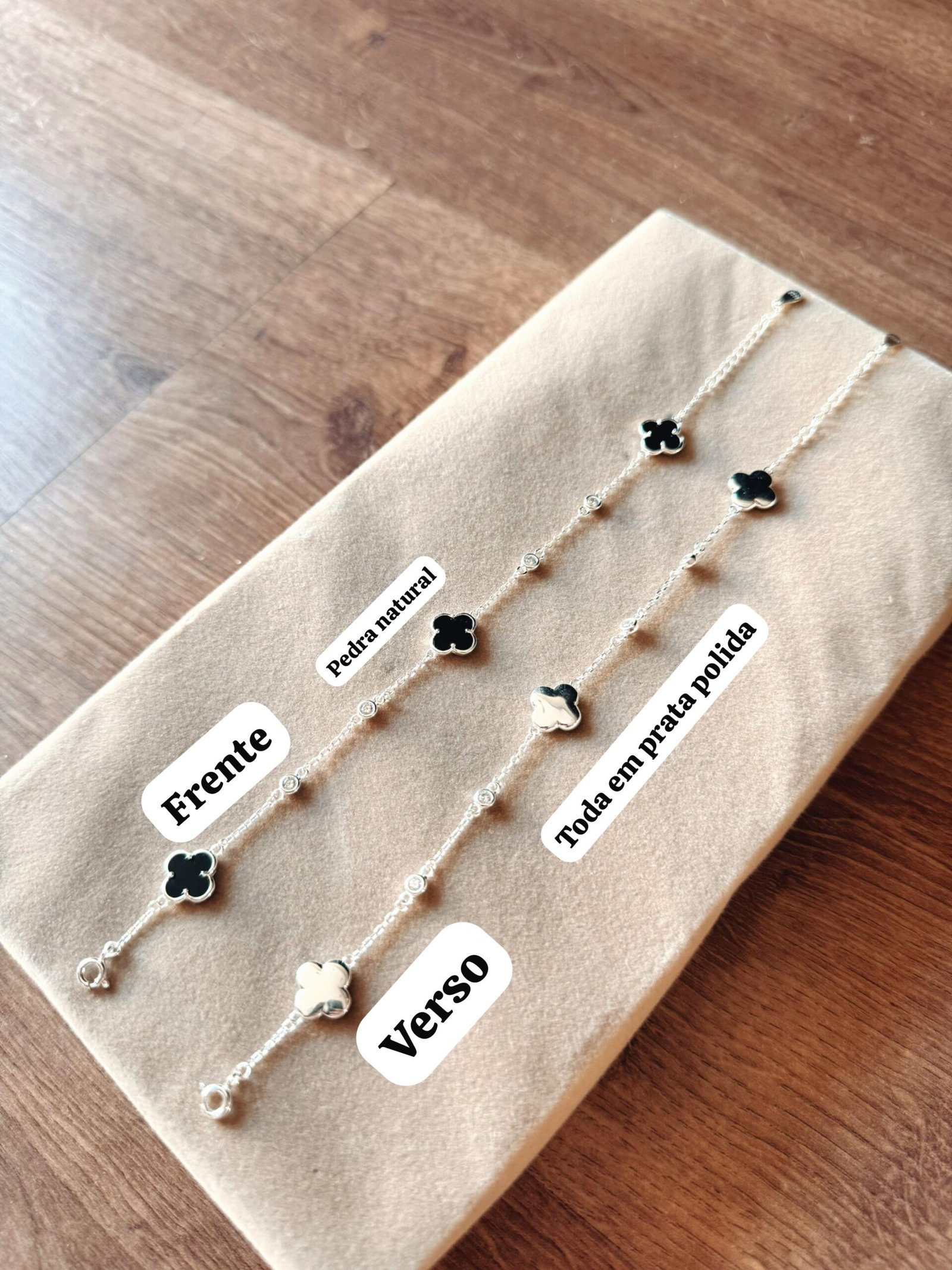 Pulseira Pedra Agatha Verde  C/ Zircônia (Inspiração Van Cleef & Arpels) Dupla Face