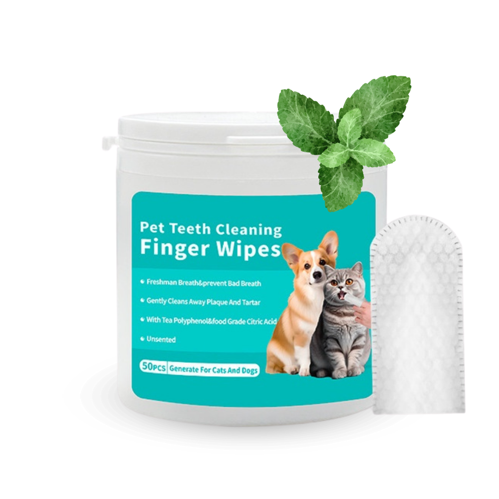 Dog Dental Wipes | Finger Tooth Cleaning Wipes for Dogs – Removes Plaque & Freshens Breath