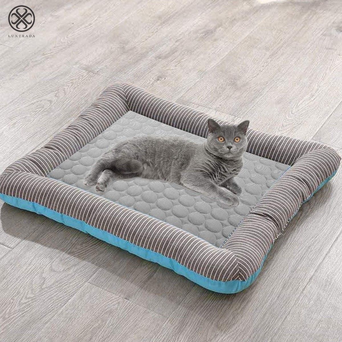 Luxtrada Pet Dog Self Cooling Mat Pad Ice Silk Mat Pet Cooling Non Sticking Blanket Keep Pets Summer Cool Comfort for Cats and Dogs Home (Gray，Size XL)
