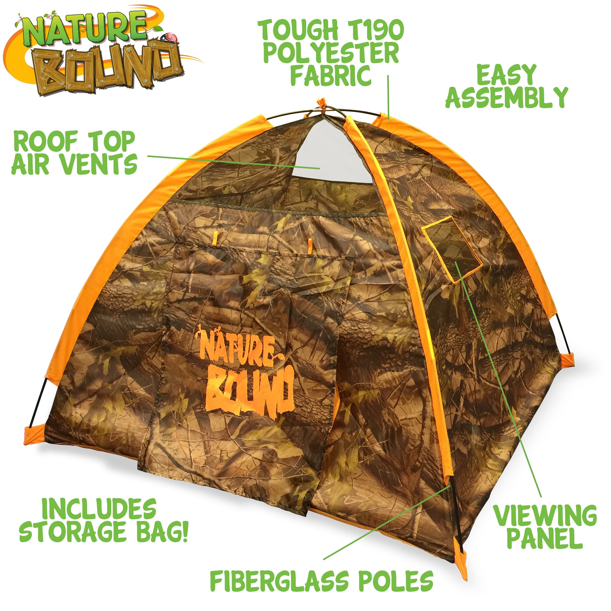 Nature Bound Kids Large 2 Person Camouflage Playhouse Tent - 47 X 47 X 35