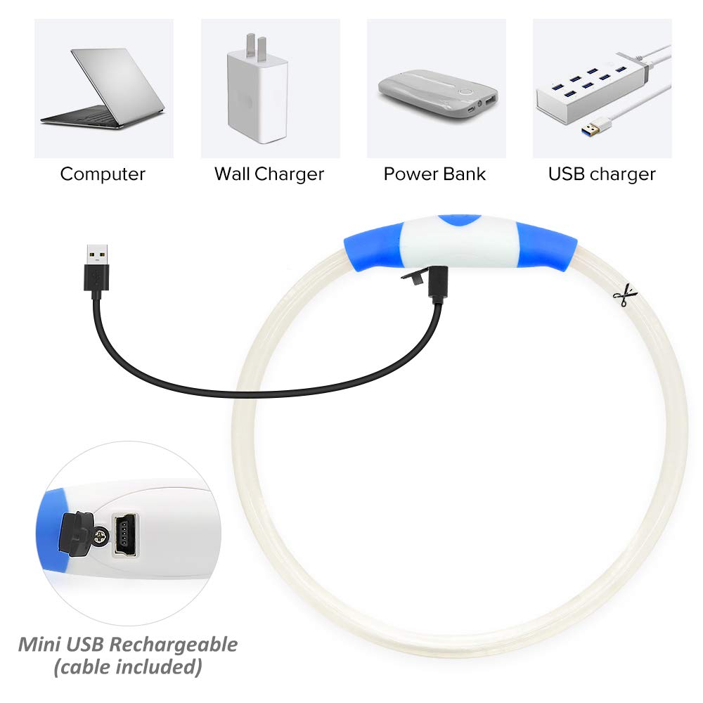 Light up LED Dog Collar - TPU Cuttable Glowing Puppy Cat Collar for Night Dog Walking