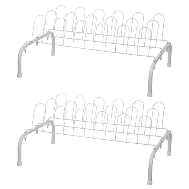 Closetmaid 1039 Heavy Duty Lightweight 9 Pair Freestanding Wire Shoe Rack Organizer For Closet Hallway Or Entryway White 2 Pack