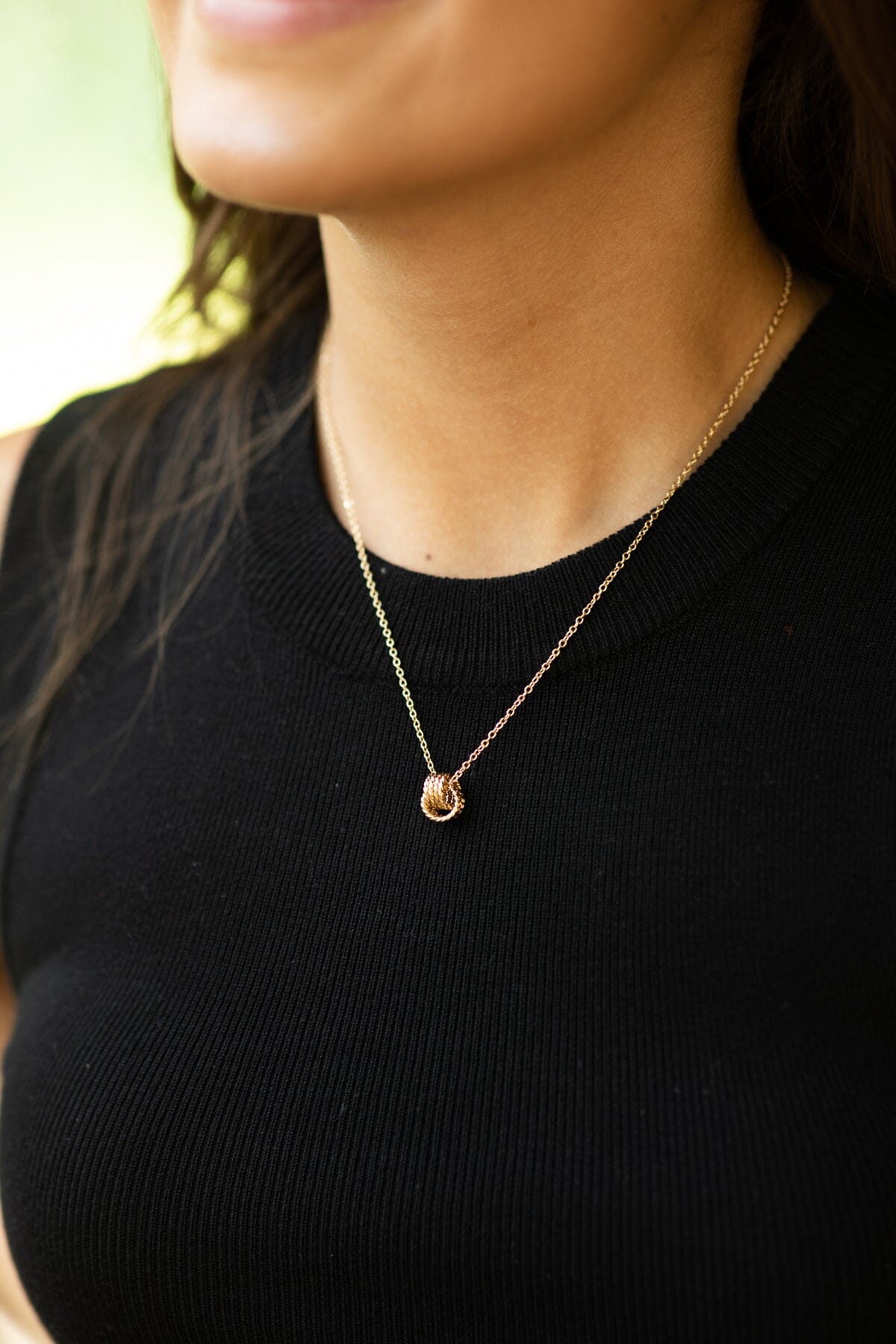 Gold Double Circle Pendant Necklace