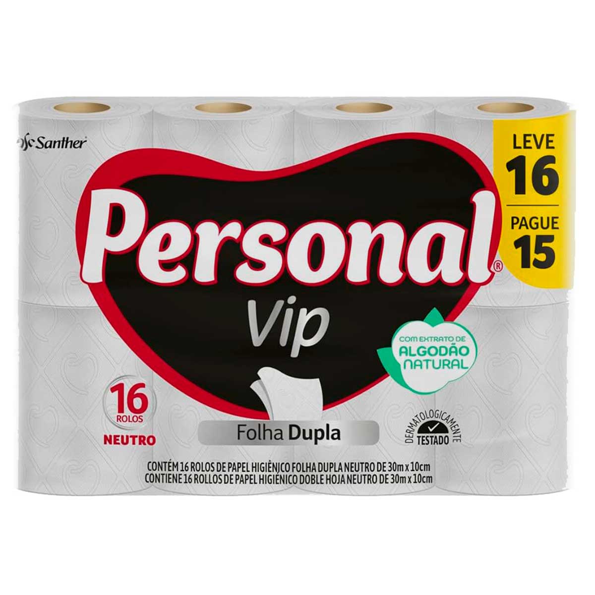 Kit Papel Higienico Folha Dupla 30 Metros Personal Leve 16 Pague 15 Unidades 3 Packs
