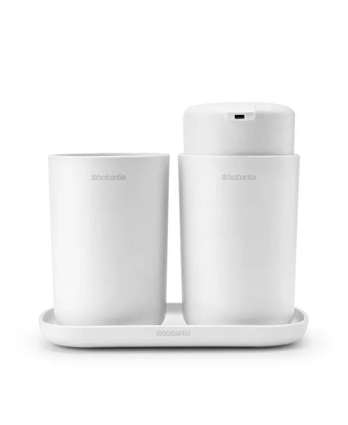 Brabantia Renew Bathroom Accessory Set ofandnbsp 3 - Soap Dispenser， Toothbrush Holder and Tray