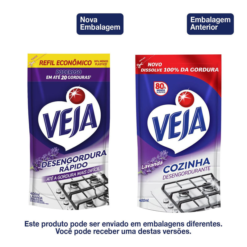 Veja Desengordura Rapido Limpador Lavanda Refil 400ml