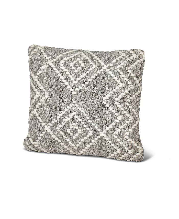 Anaya Home Grey Diamond Woven Down Throw Pillow