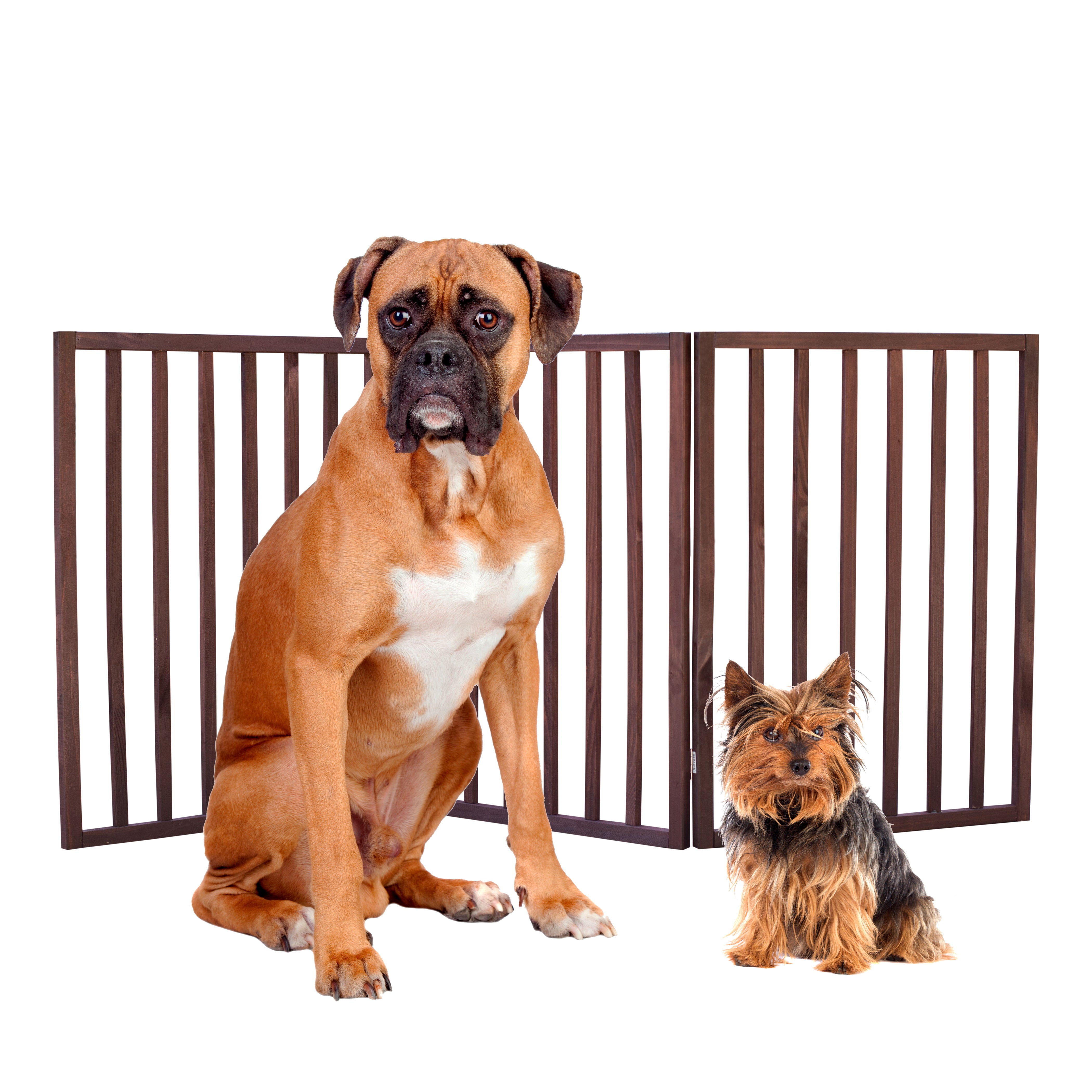 Pet Parade Folding Pet Gate， Brown， Extra Wide