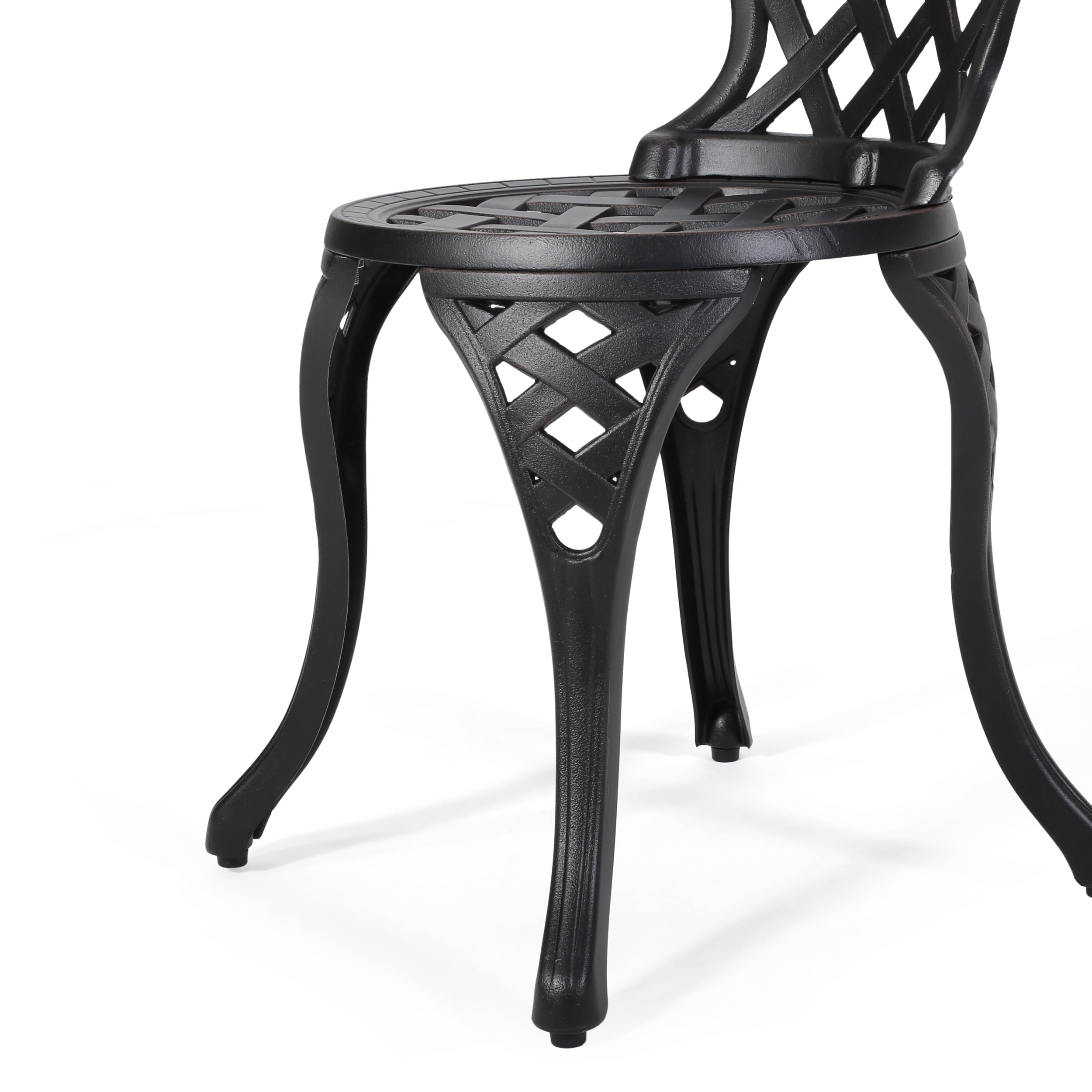 Lyon Traditional Outdoor 3-Piece Black with Bronze Cast Aluminum Bistro Set