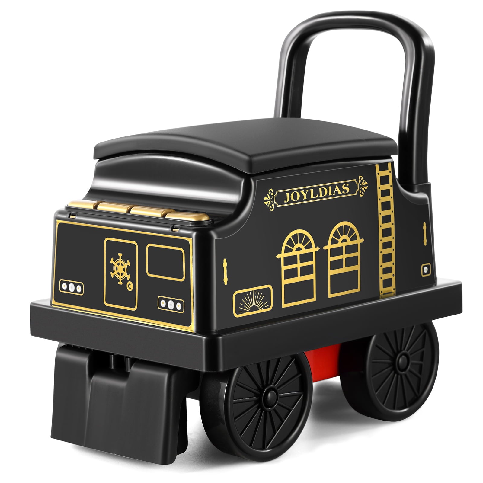JOYLDIAS Train Carriage for Ride on Train with Songs， Stories， Storage and Handle， Black
