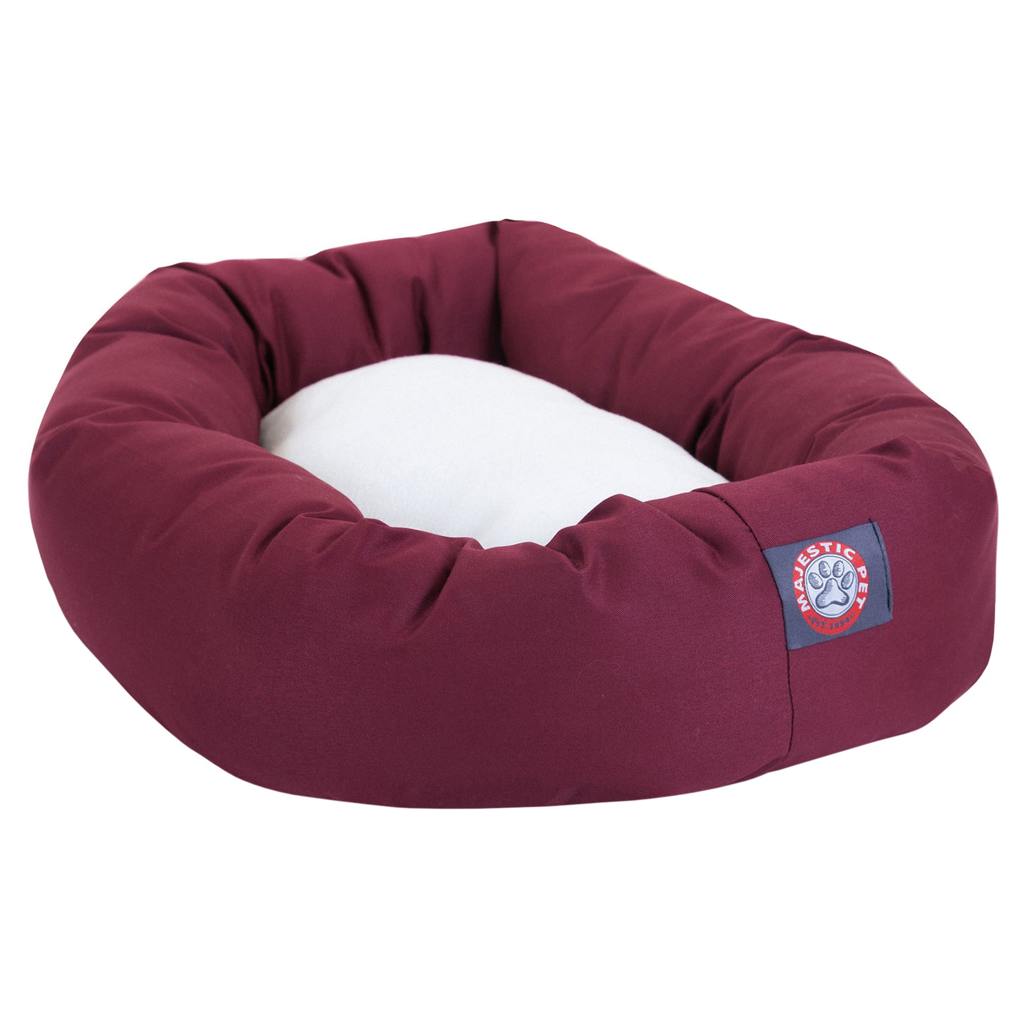 Majestic Pet | Poly/Cotton Sherpa Bagel Pet Bed For Dogs， Burgundy， Small