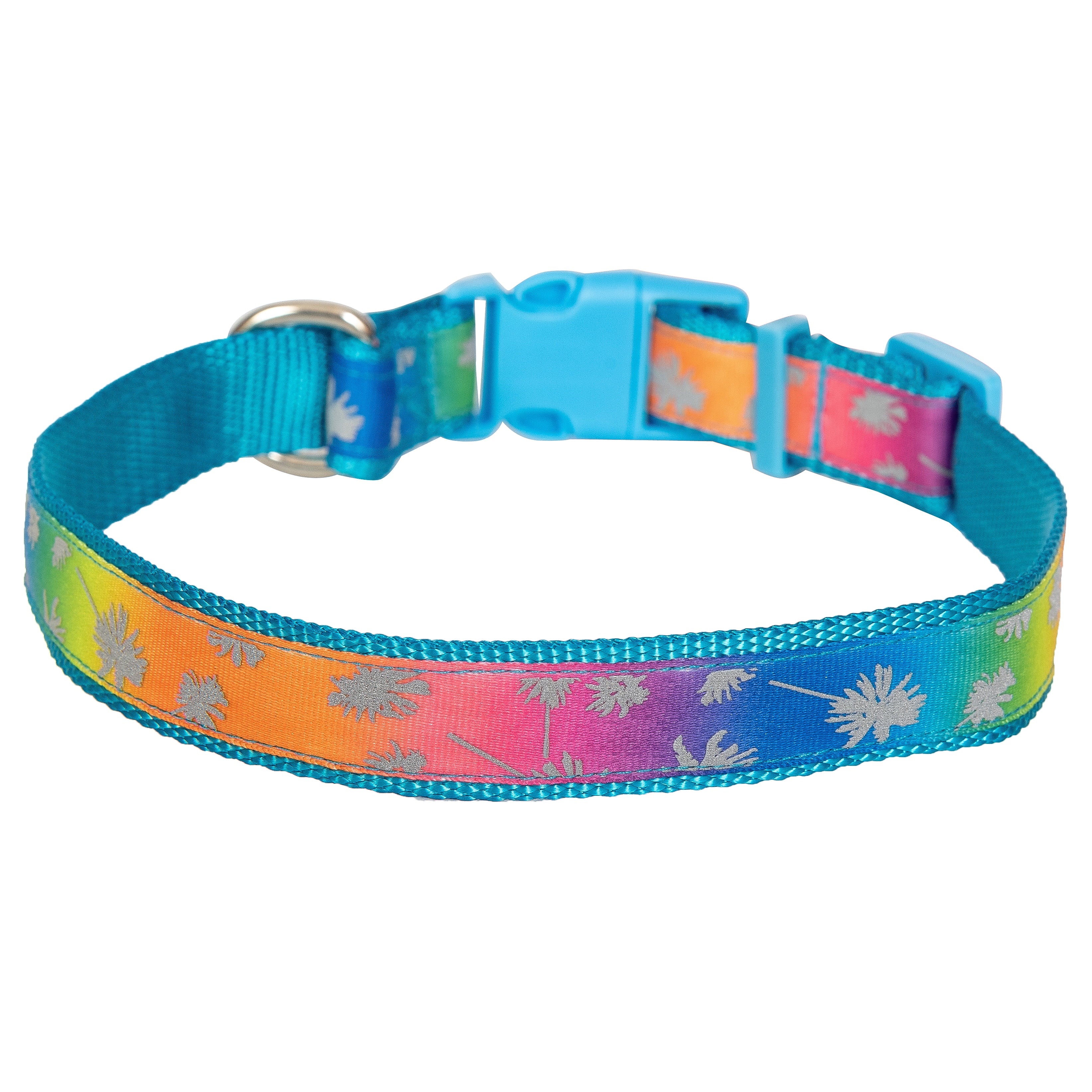 Justice Pet Reflective Nylon Palm Tree Adjustable Dog Collar， XS