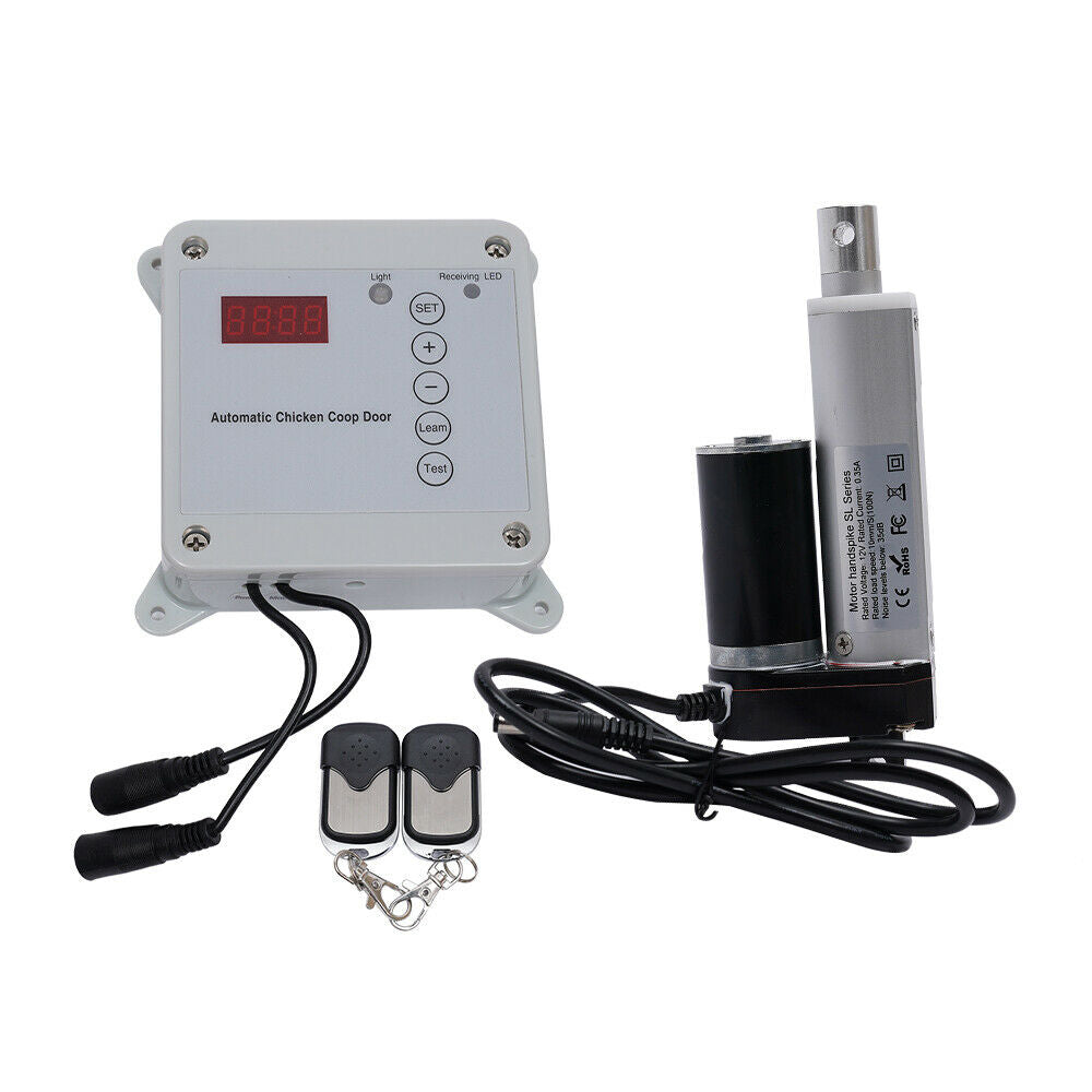 Miumaeov 30W Automatic Chicken Coop Door Opener Kit w/2 Remotes Poultry Cage House Open