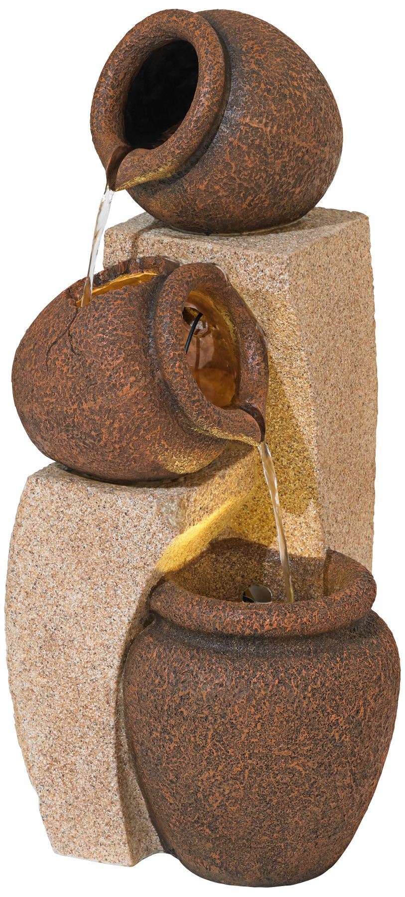 John Timberland Rustic Outdoor Floor Water Fountain with Light LED 30