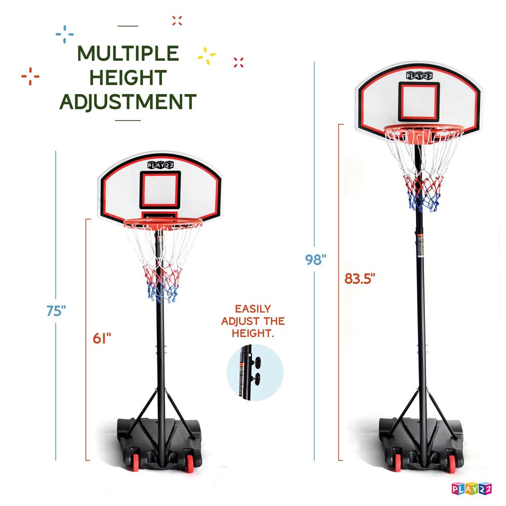 Basketball Hoop with Stand for Kids - Adjustable Height Basketball Hoop - Set to 5ft 9in and 6ft 9in Portable Basketball Weather Resistant Hoop Indoor Outdoor Play - Play22USA