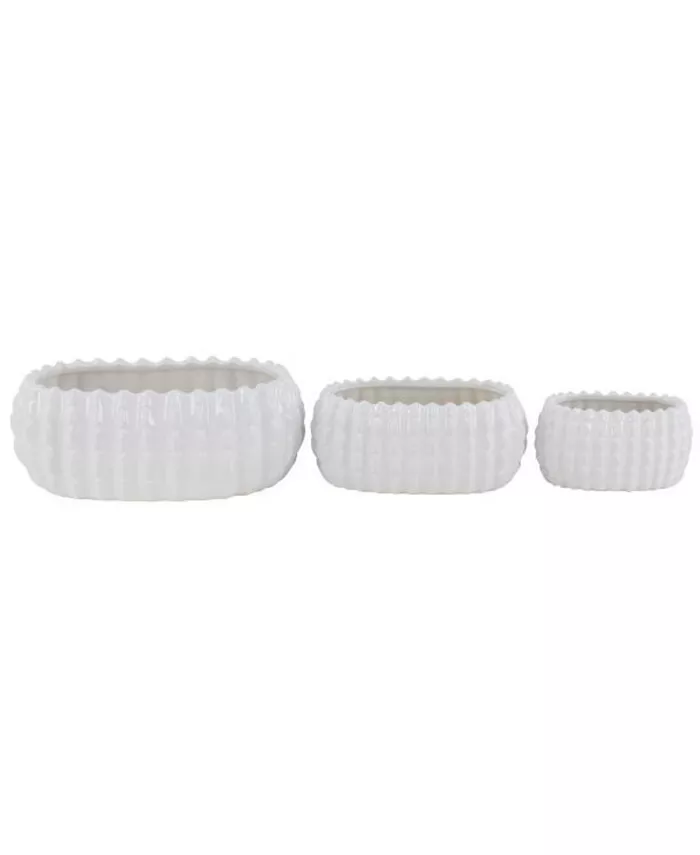 Rosemary Lane Stoneware Traditional Planters， Set of 3