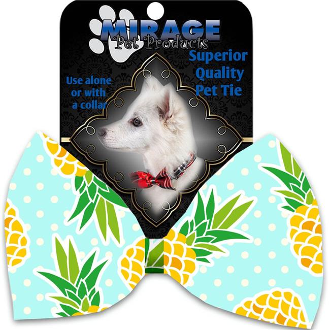Mirage Pet 1129-VBT Pineapples and Polka Dots Pet Bow Tie Collar Accessory with Cloth Hook and Eye
