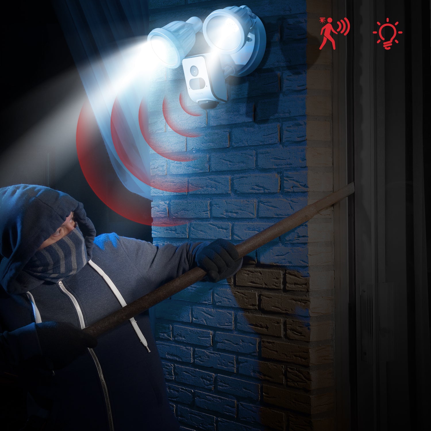 Victure FC920 Floodlight Outdoo Camera， 24/7 Record， Night Vision， Motion-Activated.LED Light，Wireless Connection