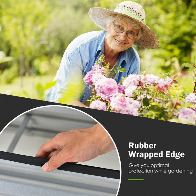 70" x 35" x 24" Raised Garden Bed with Four Ground Stakes Metal