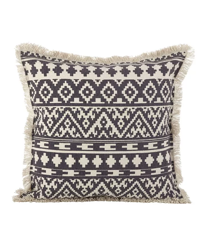 Saro Lifestyle Aztec Tribal Fringe Trim Decorative Pillow， 20
