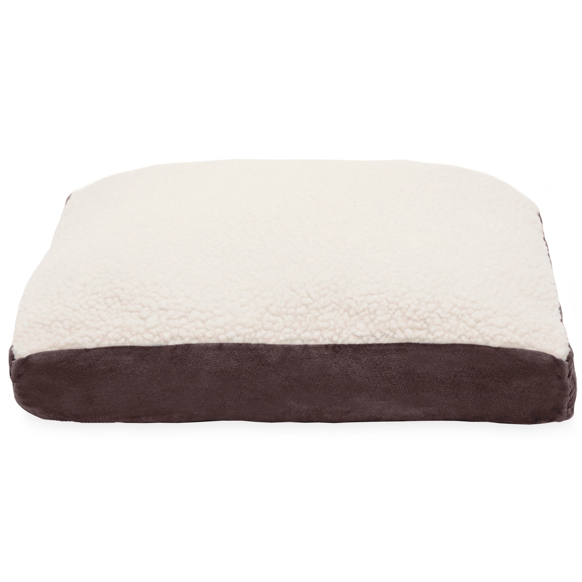 FurHaven | Deluxe Sherpa and Suede Pillow Pet Bed for Dogs and Cats， Espresso， Small