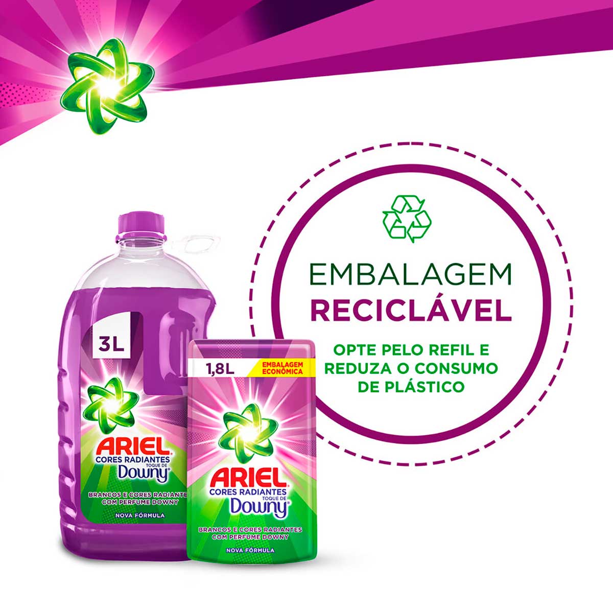 Sabao Liquido Ariel Cores Radiantes Toque de Downy 3L