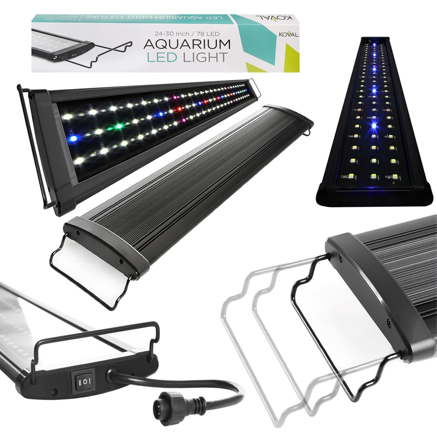 Koval Inc. 78 LED Aquarium Lighting for 24 inch - 30 inch Fish Tank Light Hood
