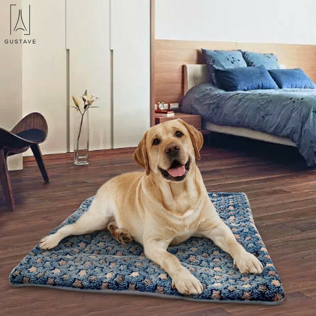 GustaveDesign Large Dog Pet Sleep Mat Soft Warm Reversible Fleece Crate Bed Mat Kennel Pad Cage Cushion for Large Small Medium Dog Cat 