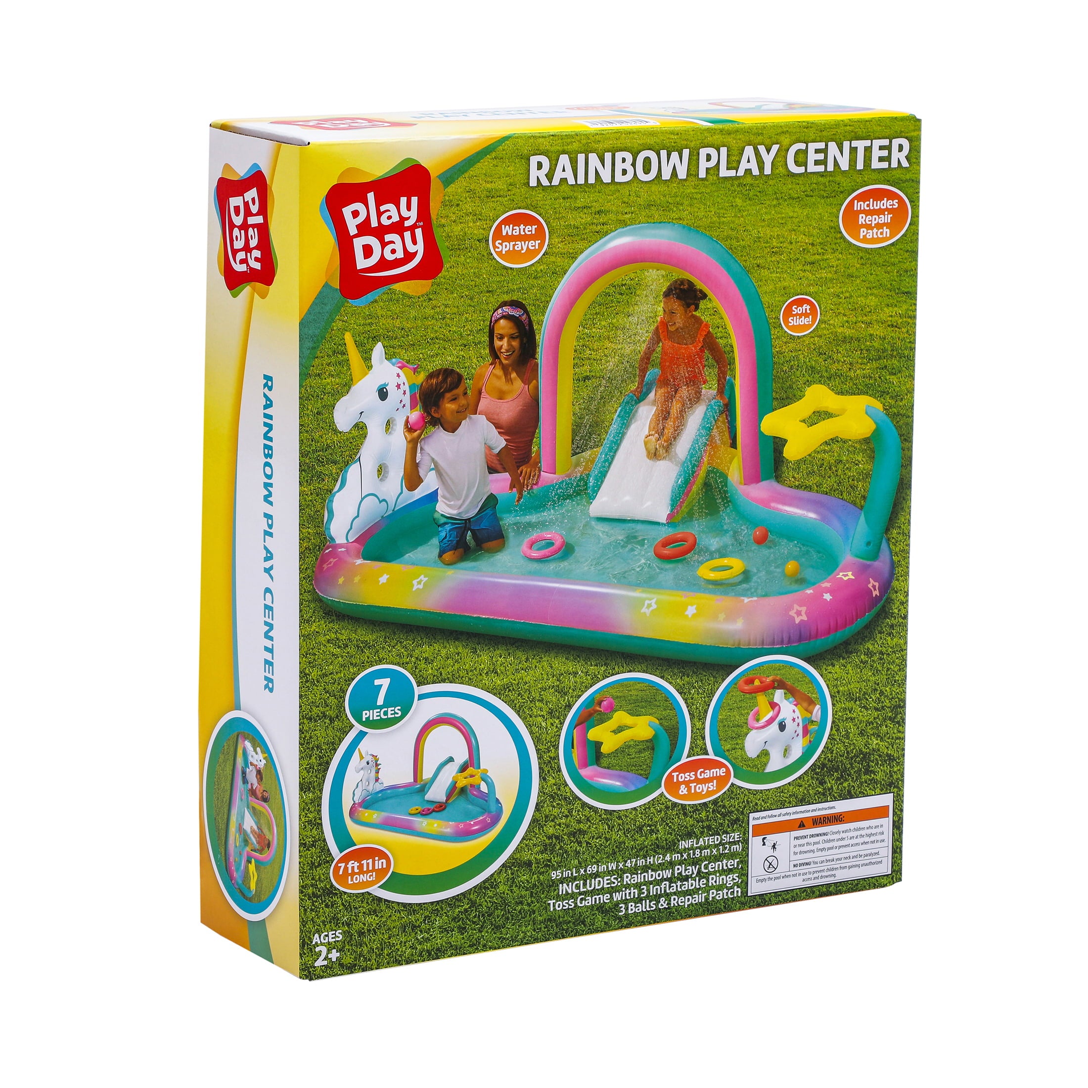 Play Day Round Inflatable Rainbow Play Center， Ages 2 and Up， Unisex