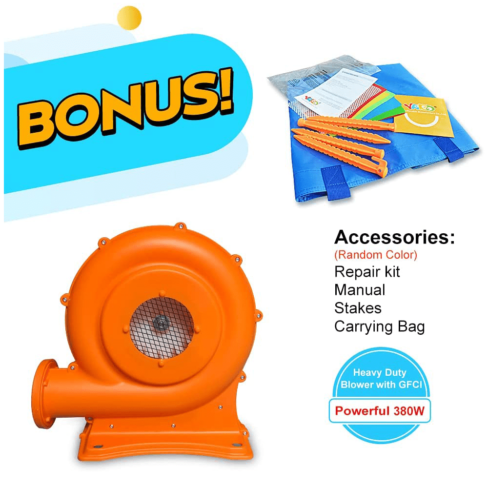 YARD Inflatable Kids Bounce House 11x9x8ft with Slide and Blower， Indoor Inflatable Bouncer Jumping House