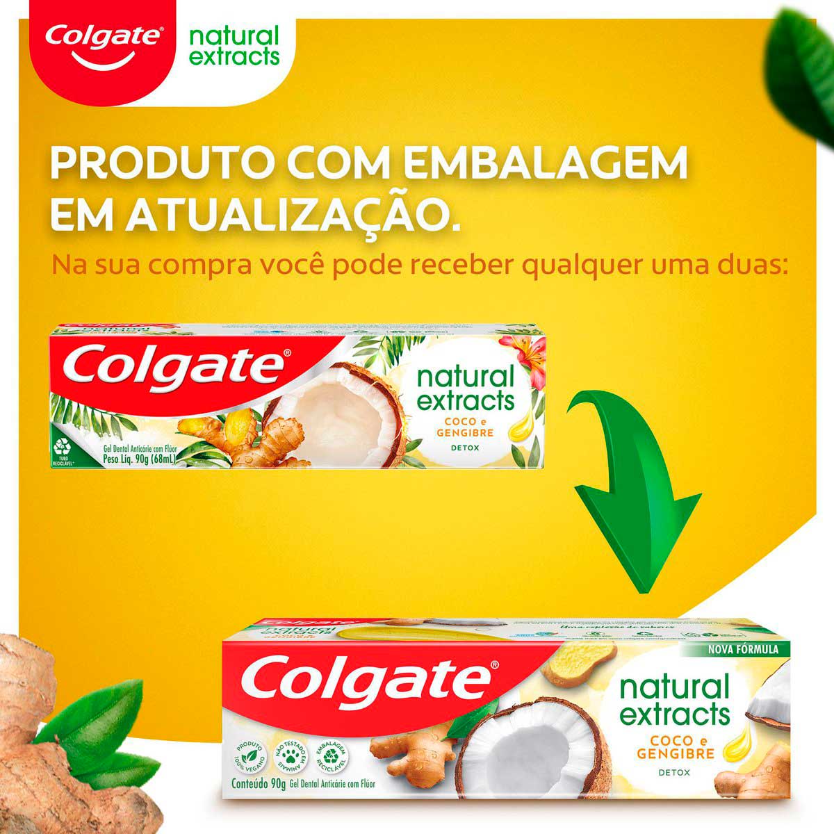Creme Dental Colgate Natural Extracts Coco e Gengibre 90g
