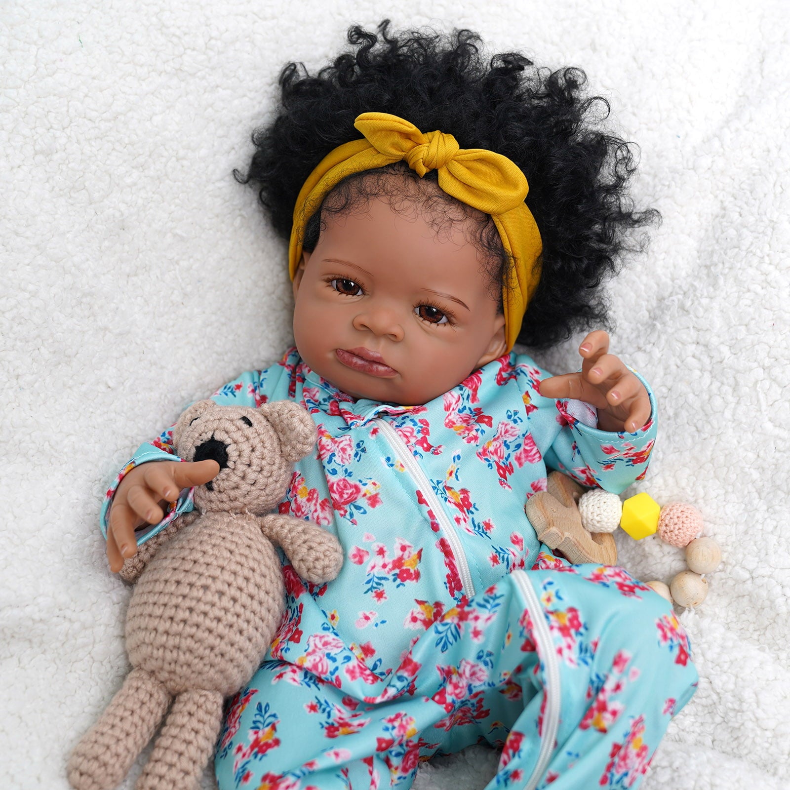 JIZHI Lifelike Reborn Baby Dolls Black 20 inch Realistic Newborn Baby Dolls Real Life Dolls with Clothes for Kids Age 3+
