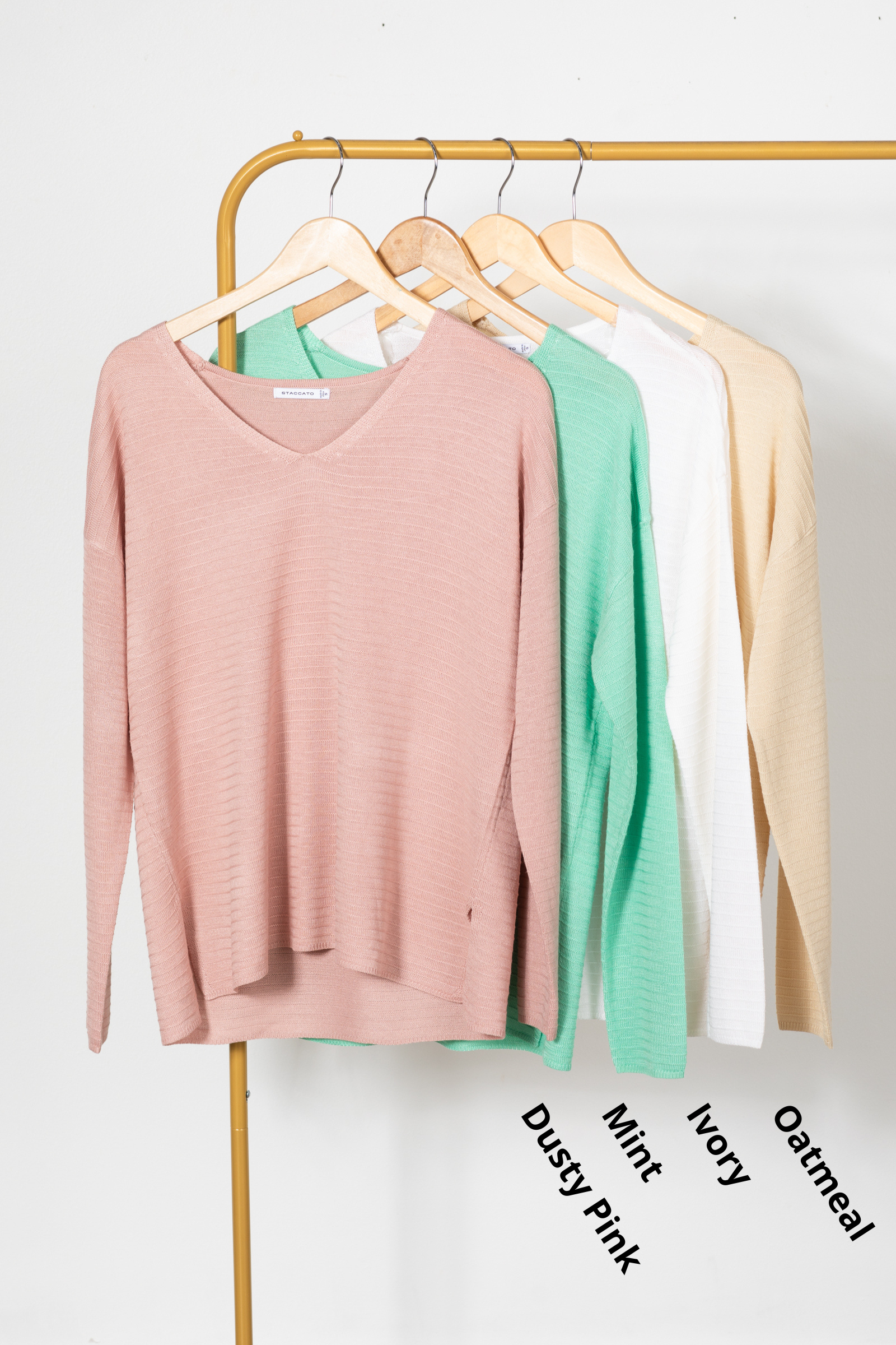 Textured Stripe V-Neck Sweater Top