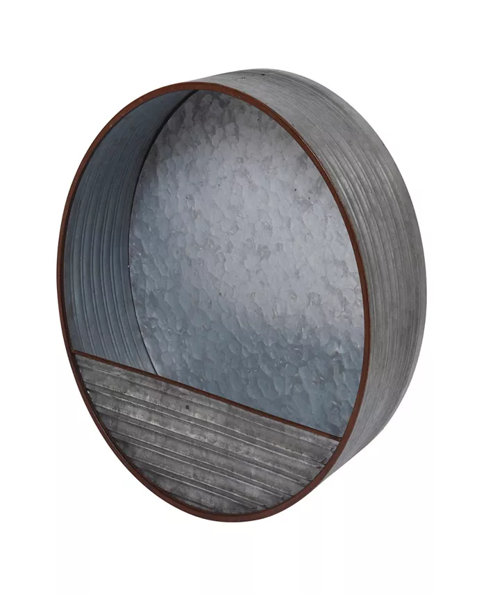 The GG Collection Hanging Round Galvanized Metal Wall Planter