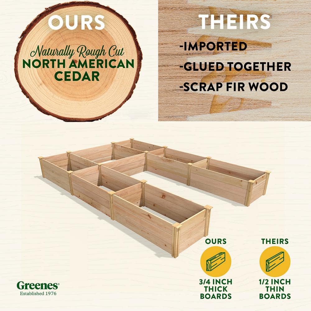 Greenes Fence 8 ft. x 12 ft. x 16.5 in. Premium Cedar U-Shaped Raised Garden Bed RCUSB8X12
