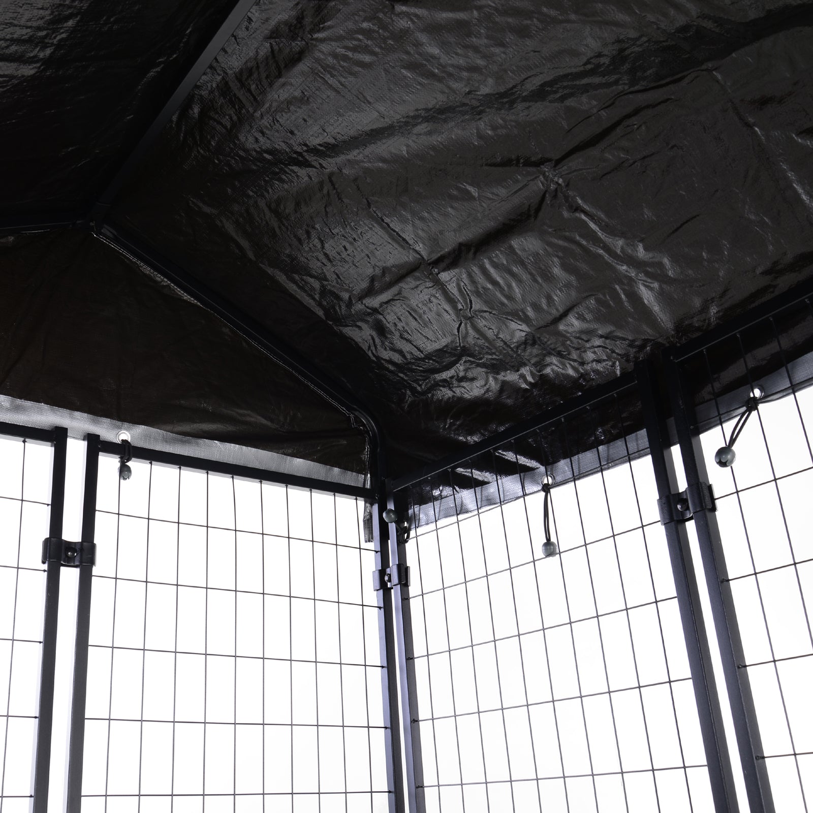 Pawhut Galvanized Steel Fence Dog Kennel， Large， Outdoor