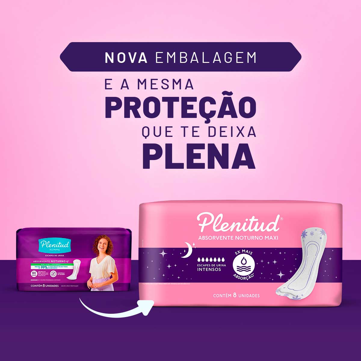 Absorvente Noturno Maxi Plenitud Femme para Escapes de Urina 8 Unidades
